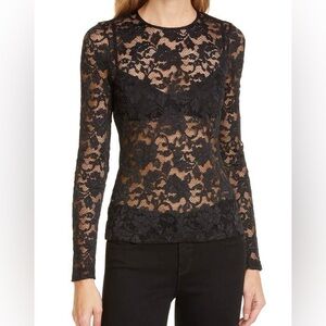 L’Agence Elegant Black Lace Blouse